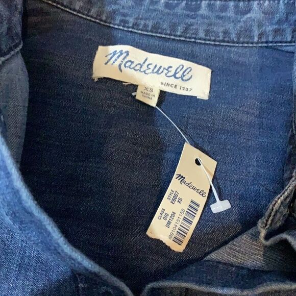 NWT Madewell Denim Long Sleeve Shirtdress - Picture 8 of 9